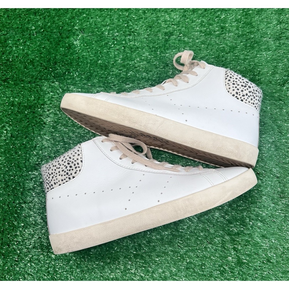 Gola SZ 8 Women's Nova High Safari Sneakers Cheetah Heels Lace Up White - Picture 3 of 7